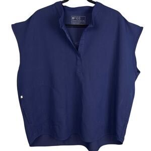 Figs Plus Size Rafaella Scrub Top Womens SZ XXL Cap Sleeve Navy Blue Healthcare